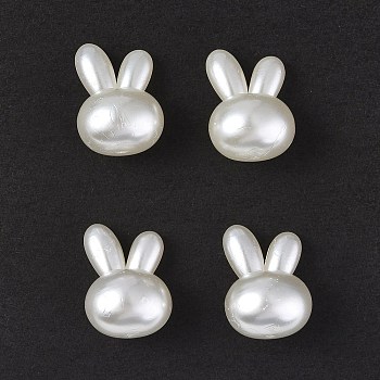 ABS Plastic Imitation Pearl Beads, Rabbit, White, 23.5x16.5x14mm, Hole: 4mm, about 255pcs/500g