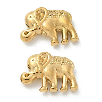 304 Stainless Steel Beads, Real 18K Gold Plated, Elephant, 12x17x4mm, Hole: 1.2mm