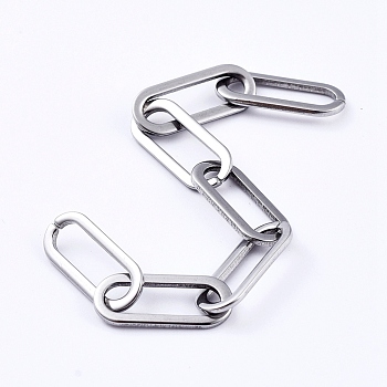 3.28 Feet 304 Stainless Steel Paperclip Chains, Drawn Elongated Cable Chains, Unwelded, Flat Oval, Stainless Steel Color, 16x6.6x1mm