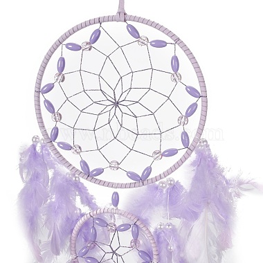 Iron Woven Web/Net with Feather Pendant Decorations(AJEW-B017-05)-3