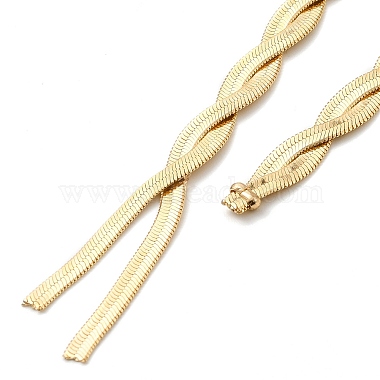 Brass Herringbone Chains Lariat Necklaces(NJEW-P289-06G)-3