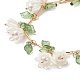 Shell Pearl Flower with Leaf Charm Bracelet with Bar Link Chains(BJEW-TA00215)-4