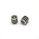Nice Big Hole 304 Stainless Steel Wrapped Black Rubber Column Beads(STAS-O041-02)-1