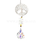 Alloy Hanging Ornaments, Glass Leaf Suncatchers for Outdoor Garden Window Decorations, Tree of Life, 406mm(HJEW-C011-01B-P)