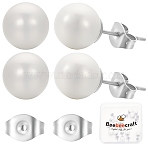 6 Pairs Shell Pearl Ball Stud Earrings, with 304 Stainless Steel Earring Pins, White, 20x8mm(EJEW-BBC0001-35B)