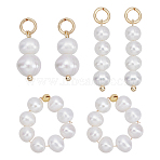 6Pcs 3 Styles Natural Cultured Freshwater Pearl Rondelle Pendants & Ring Findings Kits, Seashell Color, Golden, 21~30mm, 2pcs/style(PALLOY-PH01753)