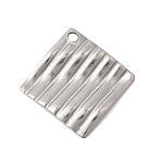 304 Stainless Steel Pendants, Rhombus Charm, with Amboss, Stainless Steel Color, 16.5x16.5x1mm, Hole: 1.4mm(STAS-D217-03P)