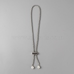 Alloy Bucket Bag Drawstring Chains, with Resin Imitation Pearl Beads, Platinum, 64.8cm(DIY-WH0304-713P)