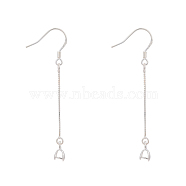 925 Sterling Silver Earring Hooks Findings, with Box Chain & Pendant Bails, Silver, 53x0.5mm, 20 Gauge, Pin: 0.8mm(STER-I014-30S)