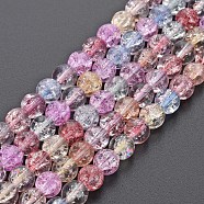 Crackle Glass Beads Strands, Dyed & Heated, Round, Colorful, 6mm, Hole: 1mm, about 65~68pcs/strand, 15.35~15.75 inch(39~40cm)(GLAA-S192-B-007B)