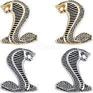 Aluminium Alloy Car Stickers, DIY Car Decorations, Snake, Mixed Color, 95x59x8mm, 4pcs/box(DIY-FH0001-001)