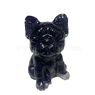 Cute Dog Blue Goldstone Display Decorations, Gems Crystal Puppy Ornament, Resin Home Decorations, 40x40x60mm(DJEW-PW0014-07C)