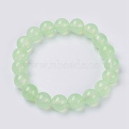 Natural Jade Beaded Stretch Bracelet, Dyed, Round, Honeydew, 2 inch(5cm), Beads: 8mm, about 22pcs/strand(BJEW-P213-26-8mm)