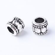 Tibetan Style Alloy Beads, Column, Cadmium Free & Nickel Free & Lead Free, Antique Silver, 7x6mm, Hole: 3.5mm, about 1340pcs/1000g(TIBE-Q063-124AS-NR)