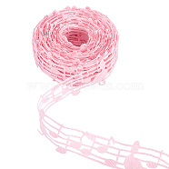 Polyester Ribbon, with Note Pattern, Flat, Pink, 29mm, about 10yards/bundle(OCOR-WH0033-43A)