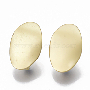 Smooth Surface Alloy Stud Earring Findings, with Loop and Steel Pin, Wavy, Oval, Matte Gold Color, 18x12mm, Hole: 2.5mm, Pin: 0.7mm(PALLOY-T064-36MG)