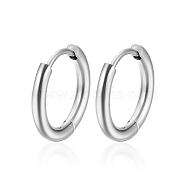 Titanium Steel Hoop Earrings, Stainless Steel Color, Ring, 12x2.5mm(PW-WG73897-11)