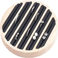 6-Slot Wood Finger Ring Display Plate, Ring Organizer Holder Covered by PU Leather, Flat Round, Black, 14.95x1.7cm(EDIS-WH0012-09A)