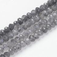Natural Cloudy Quartz Beads Strands, Rondelle, Faceted, Dark Gray, 6.5x5mm, Hole: 1mm, about 75pcs/strand, 15.7 inch(G-F362-04-4x6mm)
