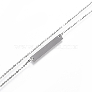 304 Stainless Steel Rectangle Pendant Necklaces, with Lobster Claw Clasps, Stainless Steel Color, 19.09 inch(48.5cm)(STAS-I166-35P)