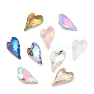 Pointed Back & Back Plated Glass Rhinestone Cabochons, Faceted Heart, Mixed Color, 15x9x4.5mm(GLAA-B012-64)