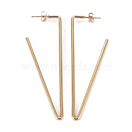 304 Stainless Steel Stud Earrings, Hypoallergenic Earrings, with Ear Nuts, Triangle, Golden, 75x26x2mm, Pin: 0.8mm(X-EJEW-I244-07G)