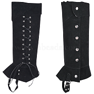 Velvet Boot Cover, Leg Guards, with Wax Rope & Iron Finding, Renaissance Medieval Viking Costume Accessories, Black, 519x220x8mm(AJEW-WH0010-71B)