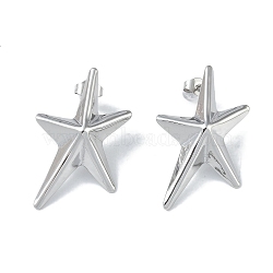 Non-Tarnish 304 Stainless Steel Stud Earrings for Women, Star, Stainless Steel Color, 34.5x22mm(EJEW-U004-04P)