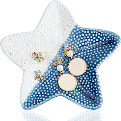 Ceramic Jewelry Plate, Storage Tray for Rings, Necklaces, Earring, Starfish, 144x150x13mm(AJEW-WH0258-958B)
