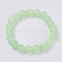 Natural Jade Beaded Stretch Bracelet, Dyed, Round, Honeydew, 2 inch(5cm), Beads: 8mm, about 22pcs/strand(BJEW-P213-26-8mm)