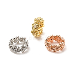 Rack Plating Brass Micro Pave Cubic Zirconia Beads, Long-Lasting Plated, Cadmium Free & Lead Free, 5-Petal Flower, Mixed Color, 10x4mm, Hole: 6mm(KK-C010-06)