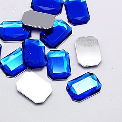 Imitation Taiwan Acrylic Rhinestone Cabochons, Flat Back & Faceted, Rectangle Octagon, Medium Blue, 18x13x2.5mm(GACR-A011-13x18mm-07)