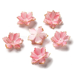 Gloden Edge Flower Bead Cap, for DIY Jewelry Making, Pearl Pink, 27~29x10~11mm, Hole: 1~1.1mm(X-SACR-C002-37)