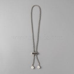 Alloy Bucket Bag Drawstring Chains, with Resin Imitation Pearl Beads, Platinum, 64.8cm(DIY-WH0304-713P)