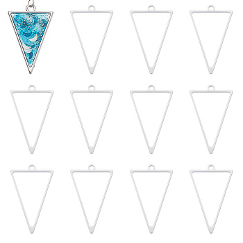 16Pcs 304 Stainless Steel Open Back Bezel Triangle Pendants, For DIY UV Resin, Epoxy Resin, Pressed Flower Jewelry, Stainless Steel Color, 37x23x3mm, Hole: 2.2mm, Inner Diameter: 29.5x20mm