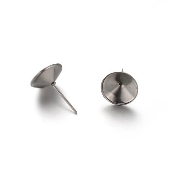 304 Stainless Steel Stud Earring Findings, Fit for Pointed Back Rivoli Rhinestone, Stainless Steel Color, 10.5mm, pin: 0.6mm, fit for 10mm Rhinestone,