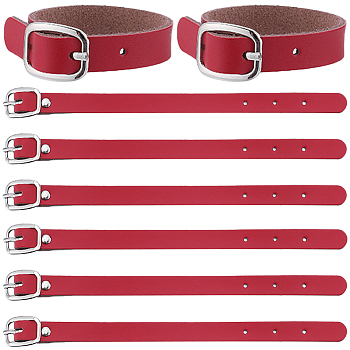 Cowhide Leather Adjustable Add-A-Bag Luggage Straps, Suitcase Belts Jacket Gripper, Easy to Carry Your Extra Bags, Red, 20.5x1.2x0.2cm