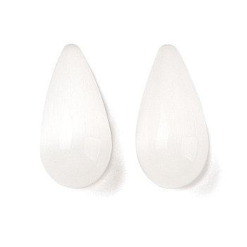 Cat Eye Beads, Teardrop, No Hole, Snow, 20x9.8mm