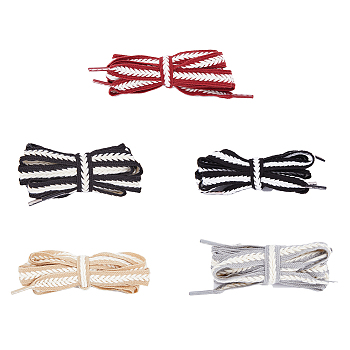 5 Pairs 5 Colors Two Tone Flat Polyester Braided Shoelaces, with Plastic Aglets, for Shoe Accessories, Mixed Color, 1395x14x3mm, 1 pair/color
