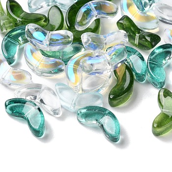 Transparent Glass Beads, Leaf, Mixed Color, 13.5x6x4.5mm, Hole: 1mm