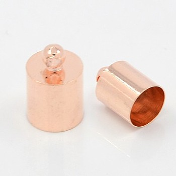Brass Cord Ends, Rose Gold, 12x8mm, Hole: 1mm, Inner Diameter: 7mm