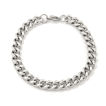 Non-Tarnish 201 Stainless Steel Cuban Link Chain Bracelets for Women and Men, Stainless Steel Color, 8-7/8 inch(22.5cm)