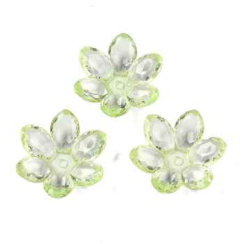 Transparent Acrylic Beads, Flower, Light Green, 23.5x21x6.5mm, Hole: 2mm, 462pcs/500g