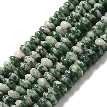 Natural Green Spot Beads Strands, Saucer Beads, Rondelle, 6.5x3mm, Hole: 1mm, about 118~119pcs/strand, 15.35''(39cm)