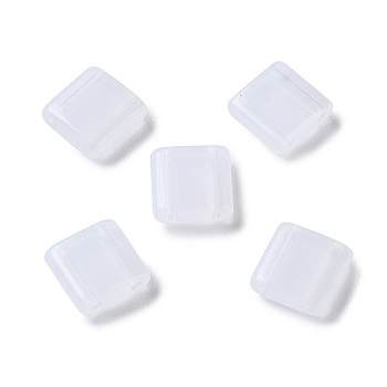 Opaque Acrylic Slide Charms, Square, Ghost White, 5.2x5.2x2mm, Hole: 0.8mm