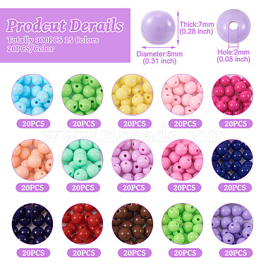 300Pcs 15 Colors Opaque Acrylic Beads(SACR-TA0001-13)-4