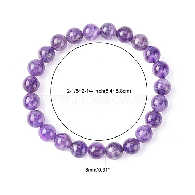 Bracelet extensible à perles rondes en améthyste naturelle(BJEW-F293-04A)-3