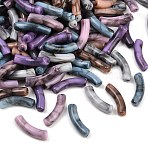 Opaque Acrylic Beads, Imitation Gemstone Style, Curved Tube, Mixed Color, 33x8x10.5mm, Hole: 1.6mm, about 300pcs/500g(OACR-Q181-004)