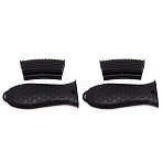 Silicone Heat Resistant Pot Holder Sleeve Set, Cast Iron Handle Covers, Black, 40x92.5x29.5mm, Hole: 8mm, 2pcs; 142x56x18mm, Inner Diameter: 44x11mm, 2pcs(AJEW-WH0244-12A)