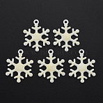 Spray Painted Alloy Enamel Pendants, with Glitter Powder, Cadmium Free & Nickel Free & Lead Free, Snowflake, Light Goldenrod Yellow, 27x21x2.5mm, Hole: 2mm(ENAM-N055-036A-NR)